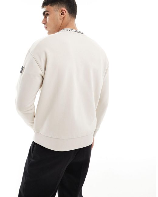 Calvin Klein White Running Logo Comfort Sweatshirt for men