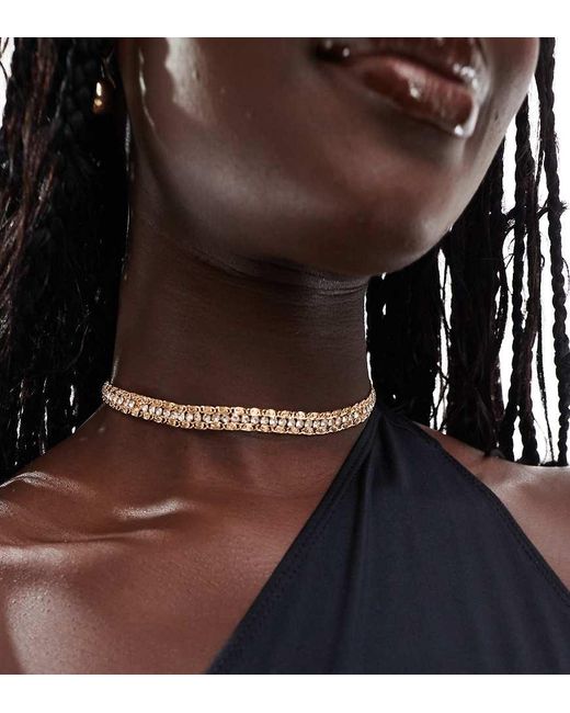 ASOS Brown Asos Design Curve Choker Necklace With Crystal Design