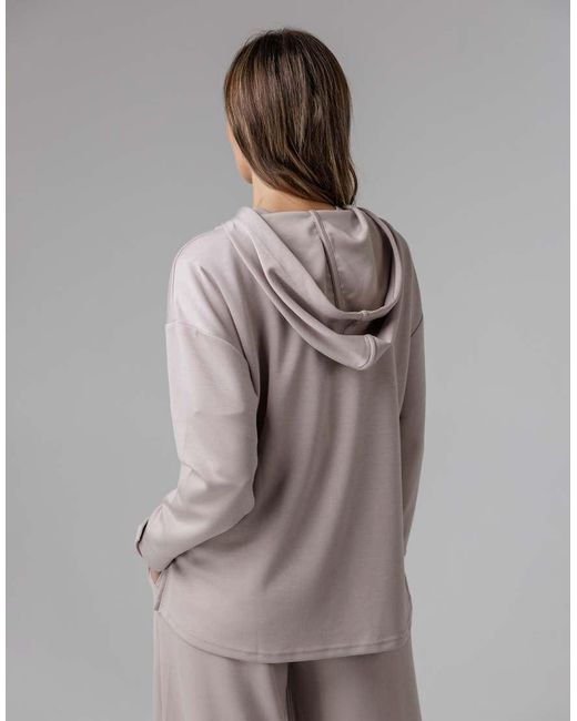 French Connection Gray Luxe Oversized Drawcord Hoody