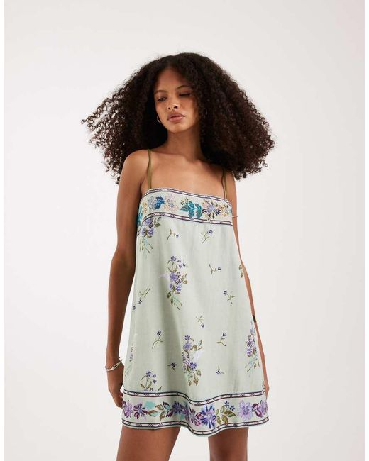 Free People Multicolor Bali Take You With Me Mini Slip Dress