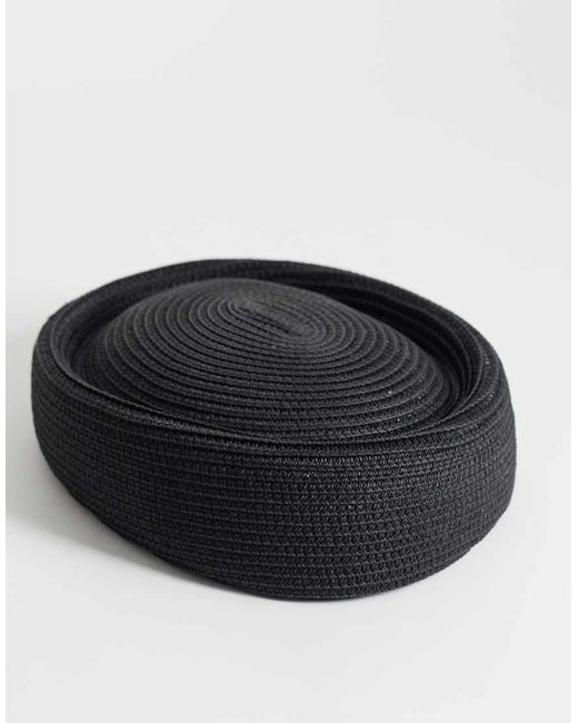 ASOS Black Straw Pillbox Hat