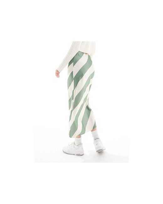 ASOS White Asos Design Tall Satin Bias Midi Skirt