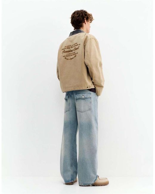 Pull&Bear Blue Jeans With Seams for men