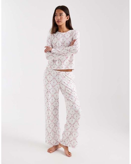 Hollister White Scoop Neck Long Sleeve Pyjama Top Co-Ord