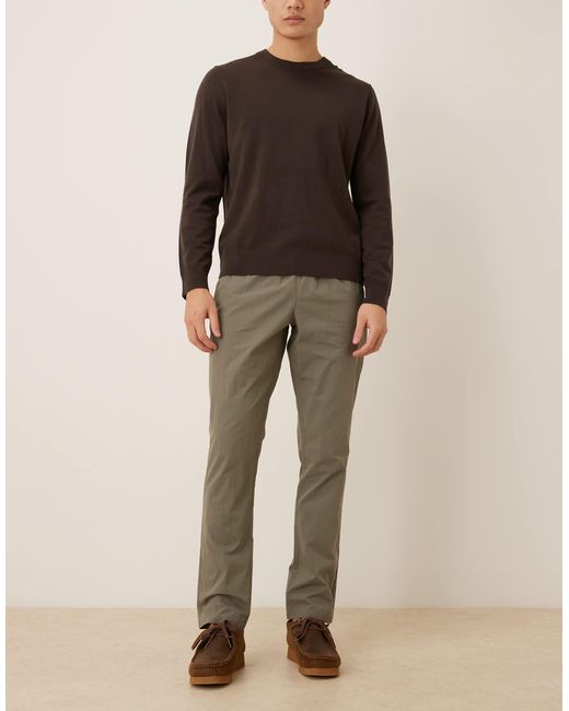 Pantalon slim à enfiler en nylon - kaki ASOS pour homme en coloris Brown