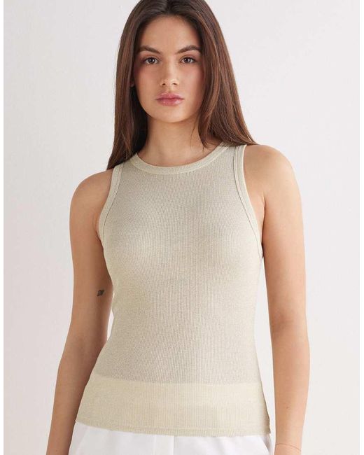 Intimissimi Natural Ribbed Lamé Cotton Vest Top