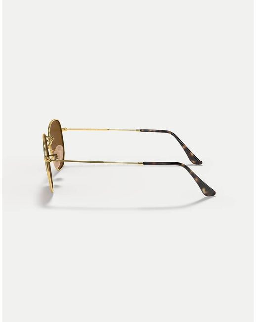 Ray-Ban Natural Hexagonal Flat Lenses Irregular Polarised Sunglasses With Lens