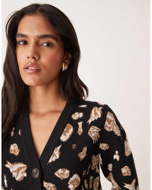 Never Fully Dressed Natural Oversized Jacquard Knit Cardigan