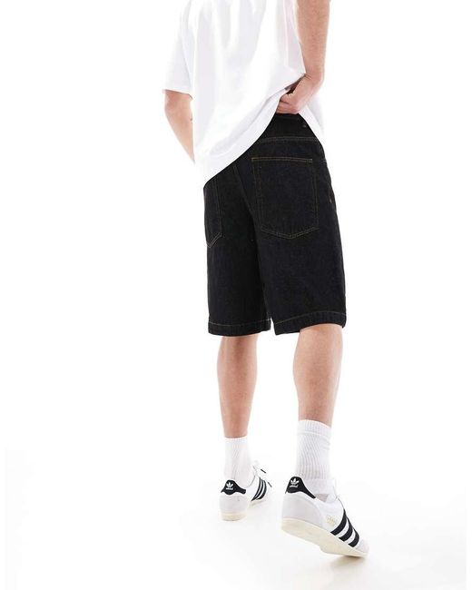 ASOS Black Long Length Denim Jorts for men