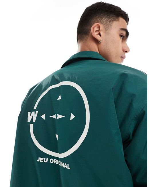 ASOS Green Oversized Wadded Collegiate Coach Jacket for men
