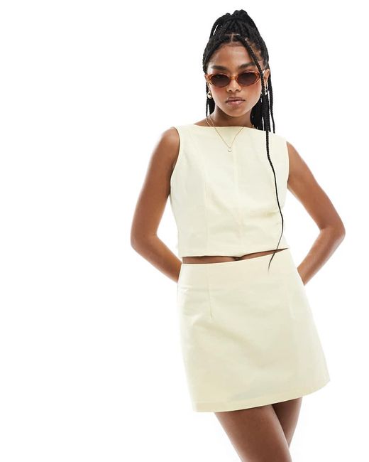 ASOS Skort Met Linnenlook in het Natural