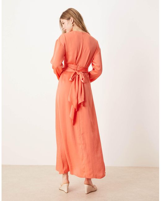 ASOS Pink Tie Back Satin Maxi Dress