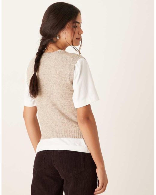 Glamorous White Knitted Crew Neck Vest Top