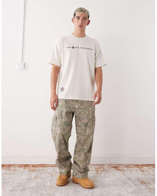 Camiseta De Corte Cuadrado Con Logo Estampado En El Pecho Y La Espalda De -Neutro Aape By A Bathing Ape de hombre de color White