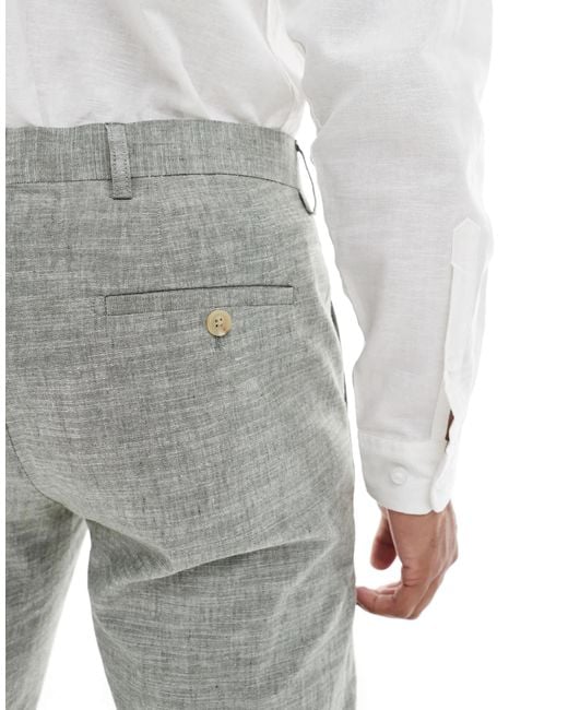 Jack & Jones Green Linen Mix Suit Pants for men