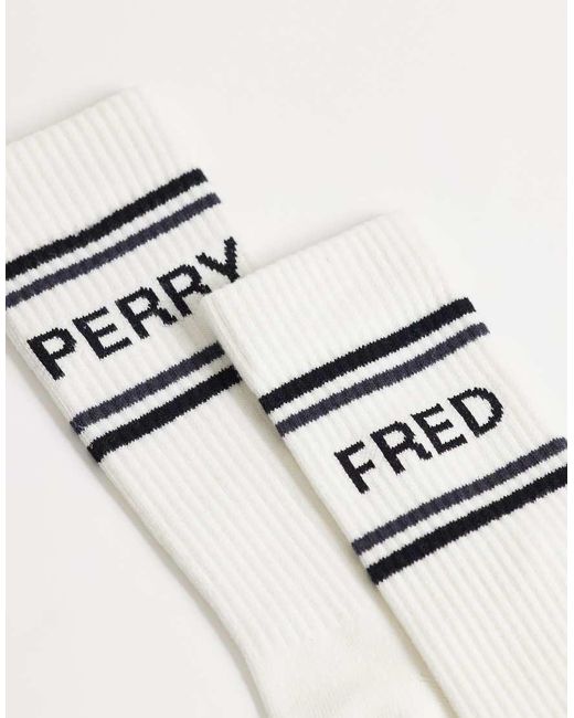 Fred Perry White Stripe Logo Tennis Sock for men