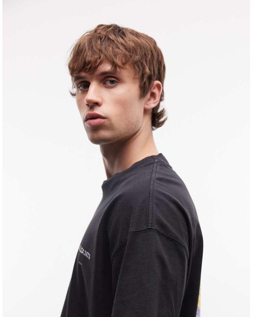 AllSaints Blue Spinner Short Sleeve Logo T-Shirt for men