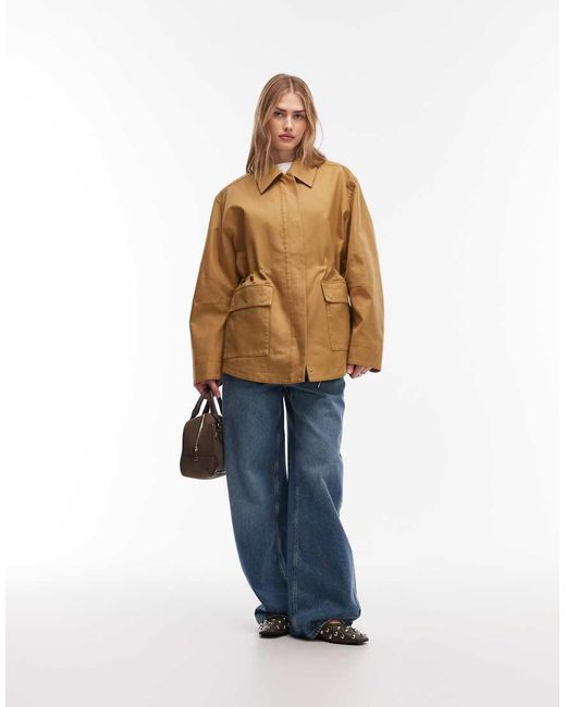 & Other Stories Natural Short Cotton Trench Jacket With Cinched Waist