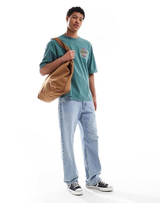 Hollister Blue baggy Motif Detail T-shirt for men