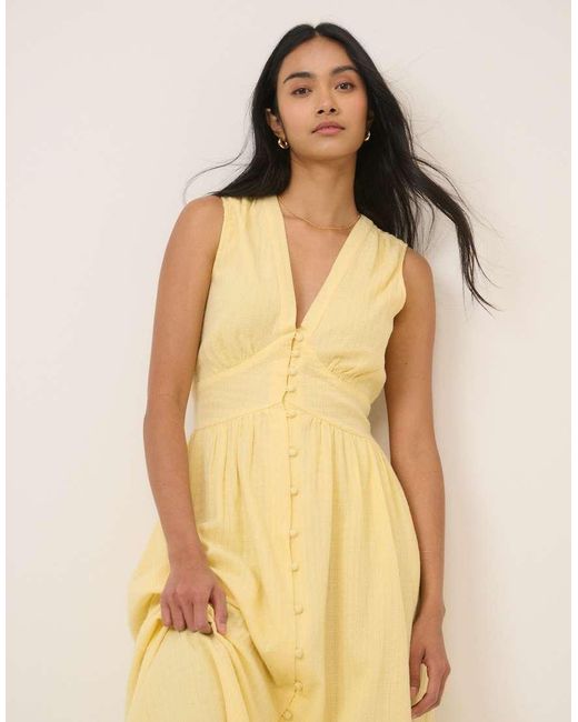 Nobody's Child Natural Starlight Cotton Sleeveless Bodice Detail Midi Dress