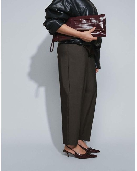 ASOS Black Curve Tailored Belted Balloon Barrel Pants