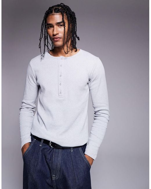 ASOS – geripptes, langärmliges muskelshirt in White für Herren