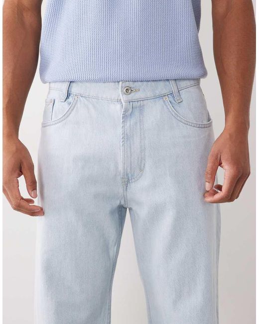 Mango Blue 100% Cotton Straight Leg Jeans for men