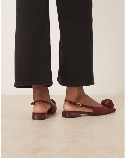 ASOS Brown Lamas Corsage Chisel Toe Slingback Ballets
