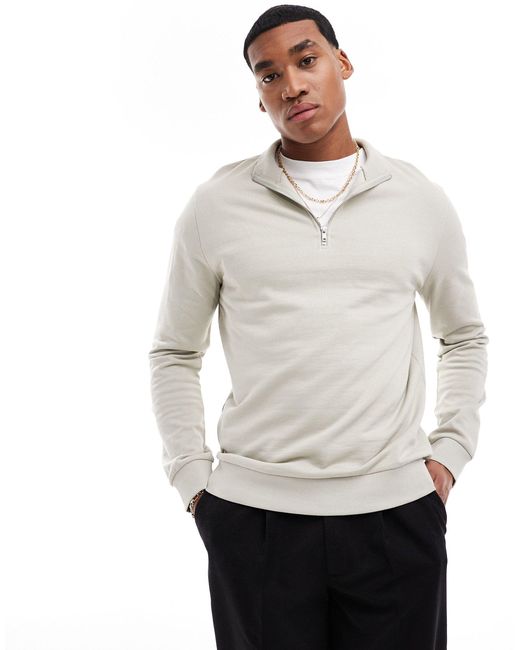 ASOS Gray Sweatshirt With Half Zip for men