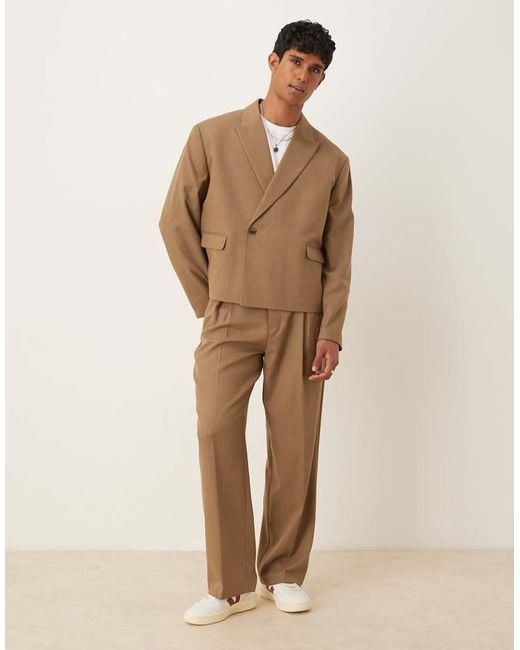 ASOS Brown Double Breasted Boxy Suit Jacket for men