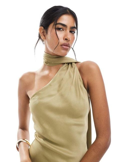 Maids To Measure Metallic Bridesmaid One Shoulder Scarf Maxi Dress