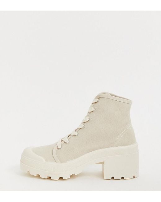 Bottes à talons en toile avec lacets sur le devant Pull&Bear en coloris  Neutre | Lyst