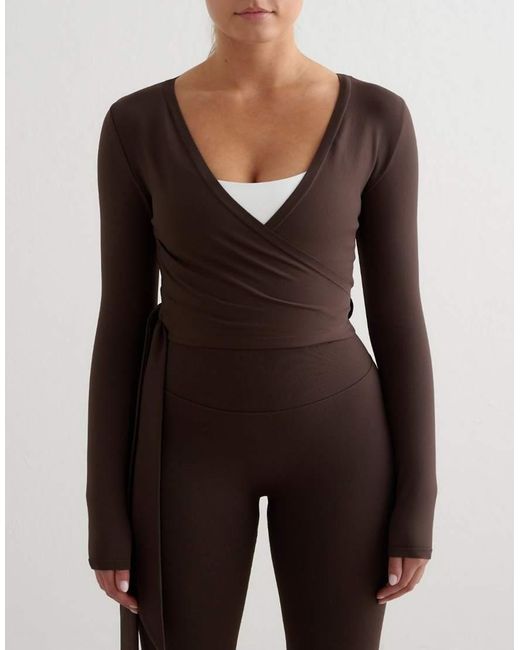 Aim'n Brown Chocolate Shape Seamless Wrap Long Sleeve