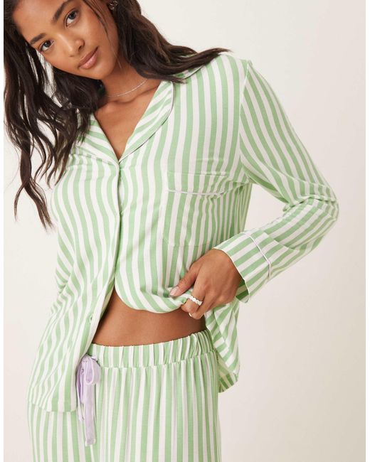 ASOS Green Long Sleeve Super Soft Pyjama Set