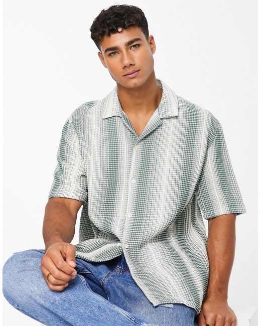 Bershka Blurred Stripe Shirt in Grey for Men | Lyst Australia