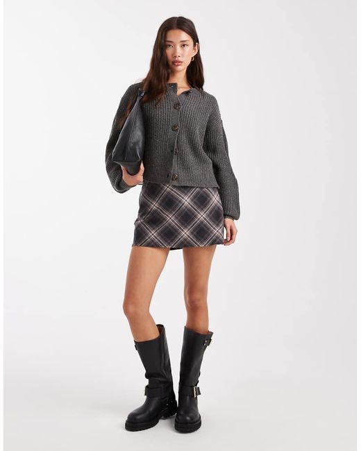 Vero Moda Gray Chunky Rib Round Neck Cardigan