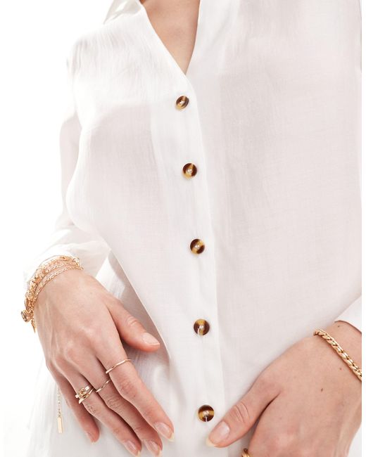Never Fully Dressed White Miley Loose Fit Relaxed Button Shirt