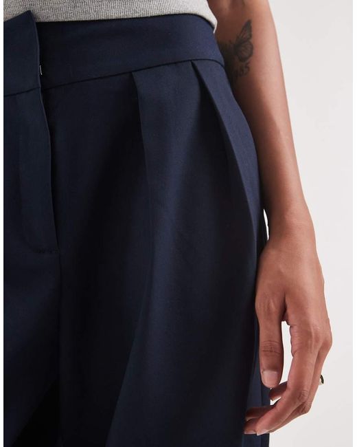 ASOS Blue Tall Tailored Deep Waistband Double Pleat Trouser