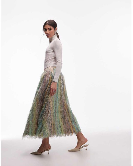 ASOS White 3d Fringe Circle Maxi Skirt