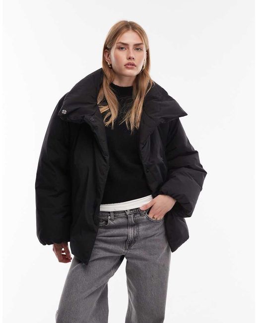 ARKET Black Down Puffer Coat With Clean Padding