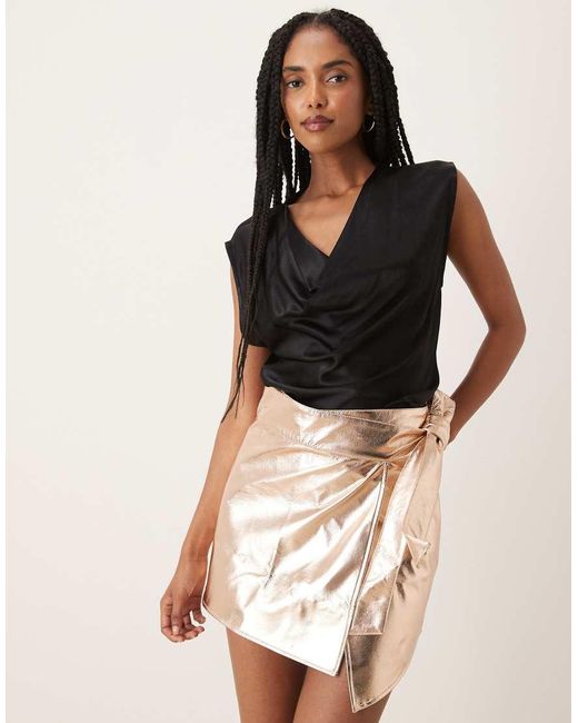 Glamorous Natural Wrap Mini Skirt