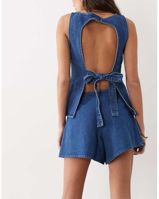 ASOS Blue Denim Clean A-line Shorts