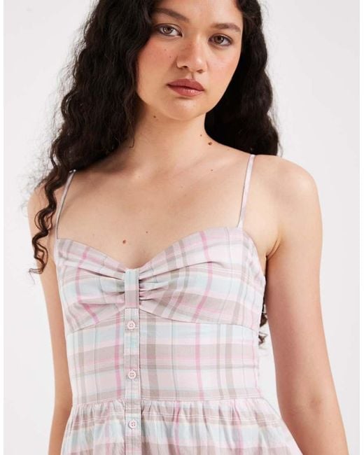 Hollister Multicolor Milkmaid Smocked Waist Mini Dress