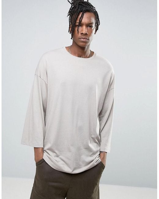 ASOS Oversized Long Sleeve T-shirt With Wide Sleeve in Natural for Men