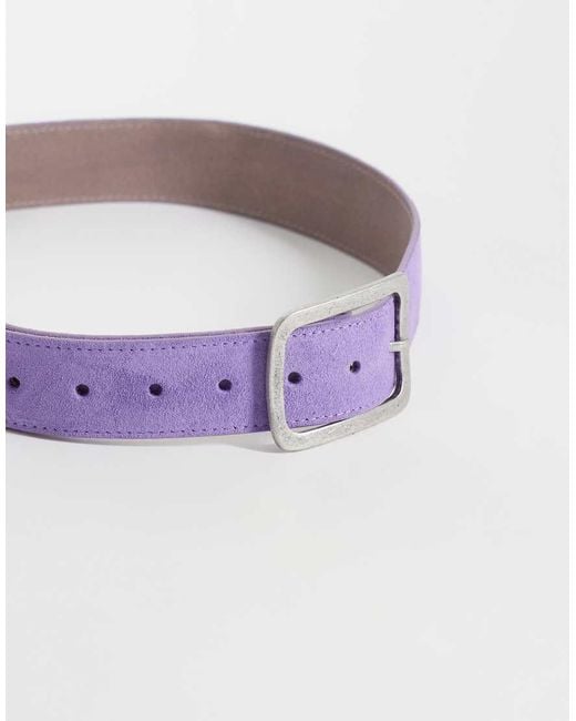 ASOS Purple Waist And Hip Square Buckle Suede Belt