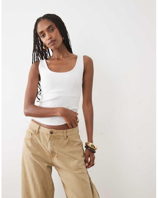Abercrombie & Fitch Natural Scoop Neck Tank Top With Built