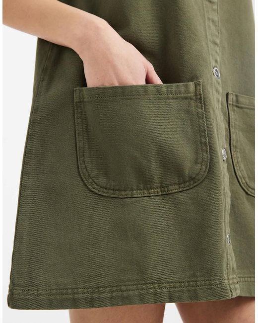 Miss Selfridge Women's Green Pinafore Denim Dress - hulwithkids.com