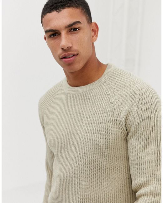 Jack & Jones Denim Originals Knitted Sweater With Ribbed Detail in Cream  (Natural) for Men - Lyst