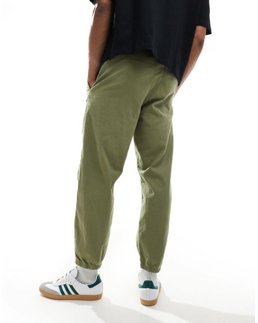 Pull&Bear Green Cuffed Baggy Trousers for men