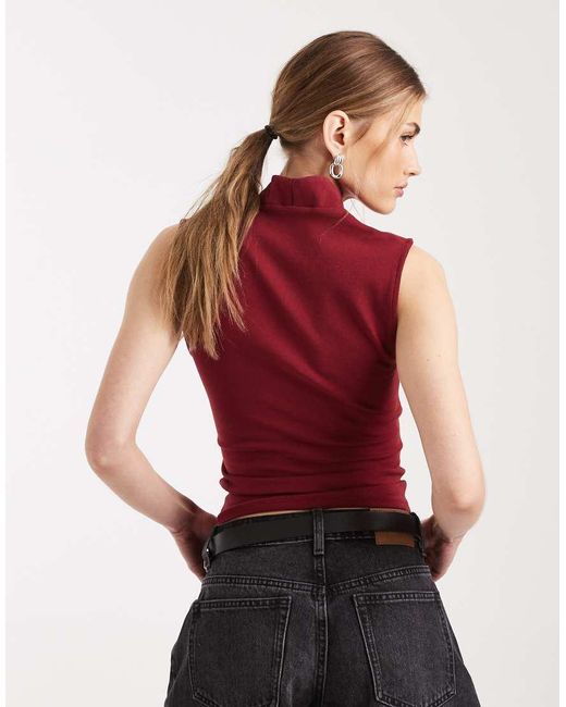 ASOS Red Compact Cotton Plunge Top